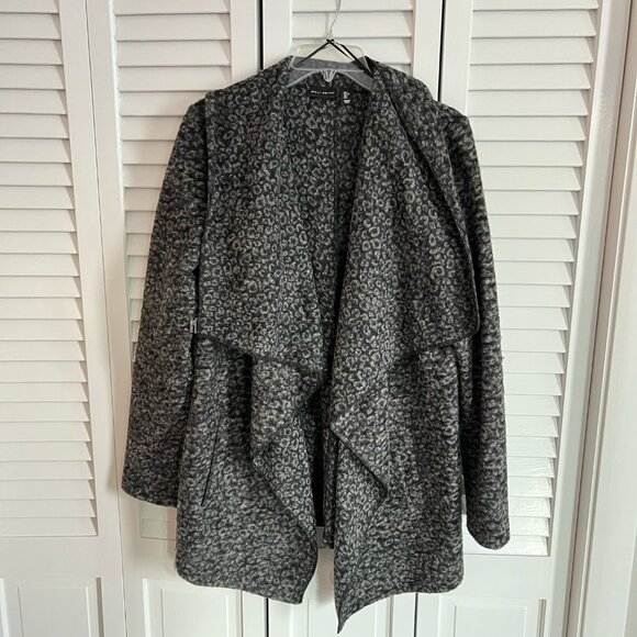 Willi Smith Wool Black Asymmetrical Drape Cardigan Knit Cowl Neck Blazer (Large) - Picture 3 of 7